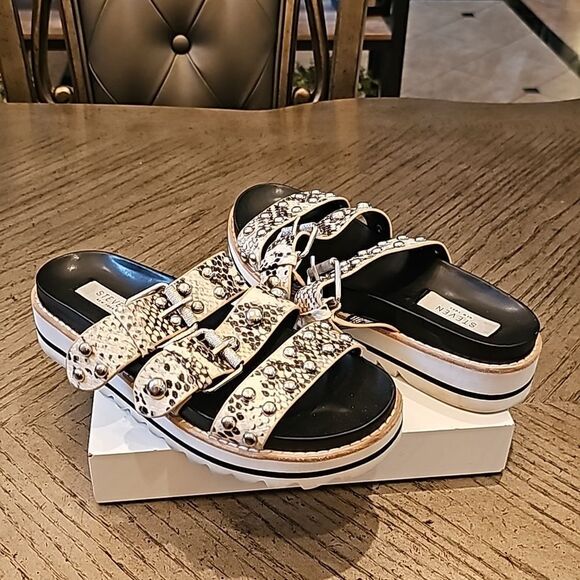 Black and white studed sandals size 7 Steven New York - Picture 10 of 10